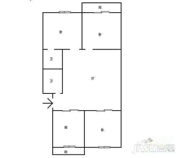 盖山龙苑新村3室2厅2卫101㎡户型图