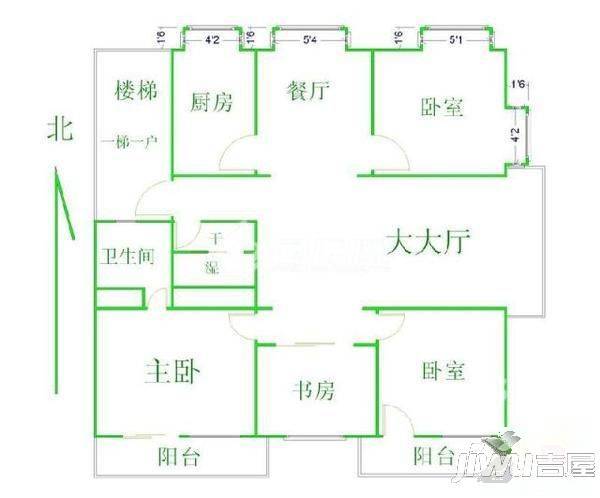 师大万里公寓3室2厅2卫92㎡户型图