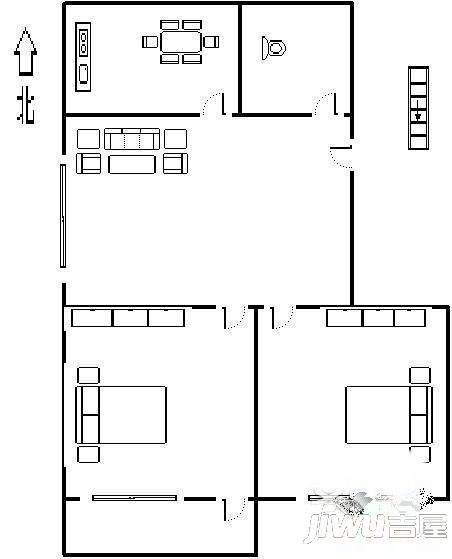 师大万里公寓3室2厅2卫92㎡户型图