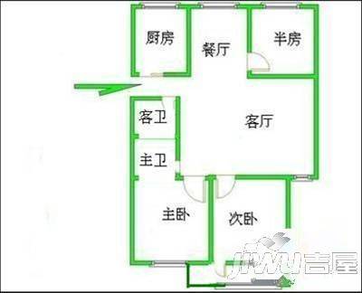 建华小区2室2厅1卫65㎡户型图