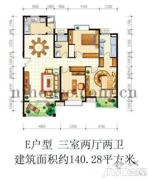 建华小区2室2厅1卫65㎡户型图