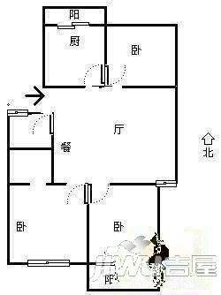 建华小区2室2厅1卫65㎡户型图