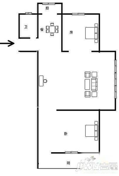 先锋苑2室1厅1卫户型图