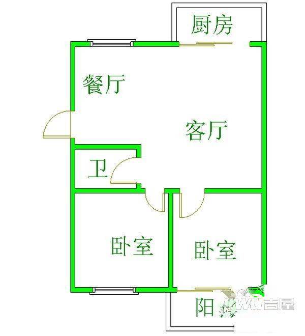 屿浦新苑2室2厅1卫60㎡户型图