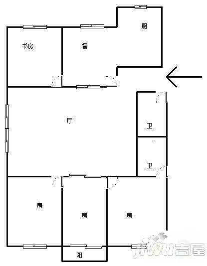 航兴花园3室2厅2卫103㎡户型图