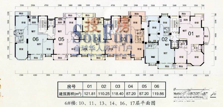 福和御园3室2厅2卫108㎡户型图