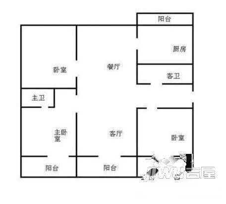 郑安新苑2室1厅1卫65㎡户型图