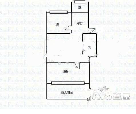 实验小学教师单位宿舍2室1厅1卫62㎡户型图