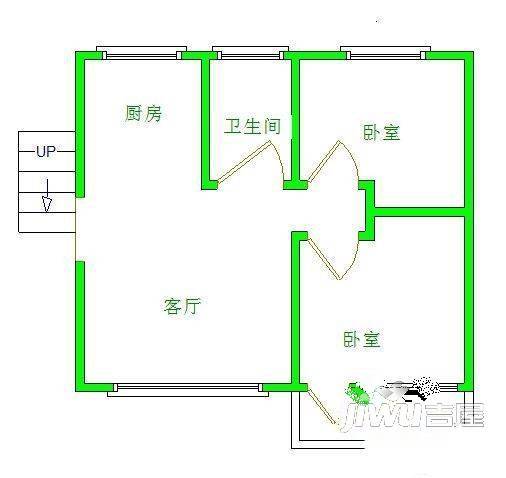 实验小学教师单位宿舍2室1厅1卫62㎡户型图