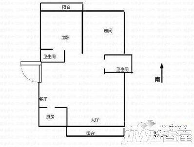 华裕花园2室1厅2卫户型图