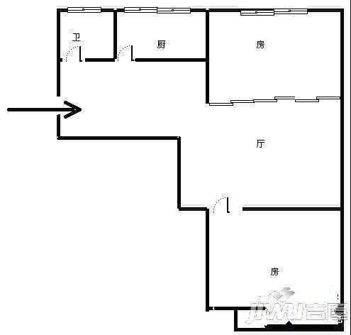 地税局单位宿舍(上三路)2室1厅1卫80㎡户型图