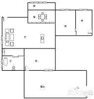 九彩公寓3室2厅1卫110㎡户型图