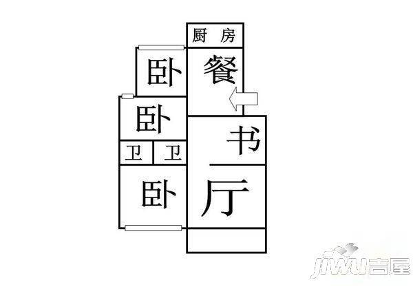 温泉小区3室2厅2卫112㎡户型图