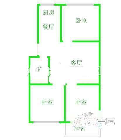 东福苑3室1厅1卫80㎡户型图