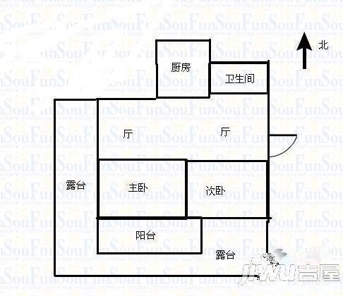 东福苑3室1厅1卫80㎡户型图