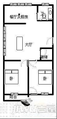 双抛一里2室1厅1卫60㎡户型图