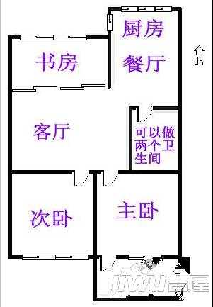 双抛一里2室1厅1卫60㎡户型图