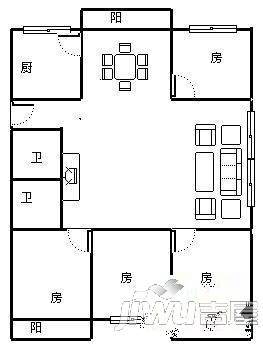 琴亭苑4室2厅2卫153㎡户型图