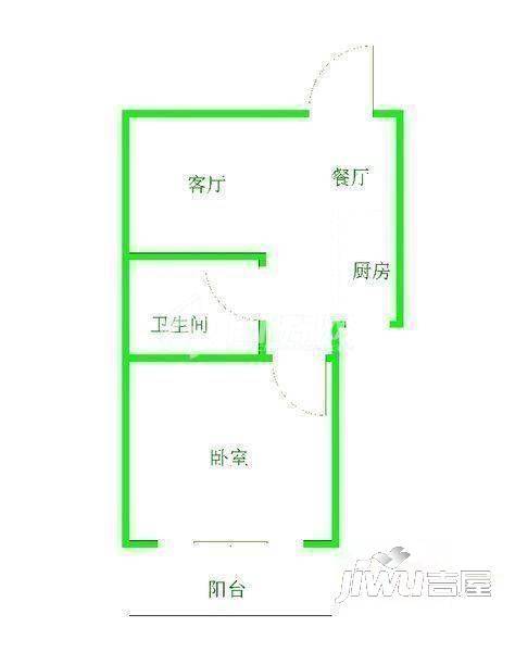 省体百合苑2室1厅1卫55㎡户型图