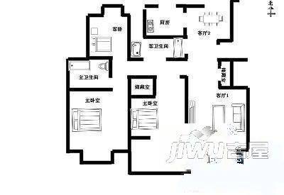 华侨新村6室3厅5卫255㎡户型图