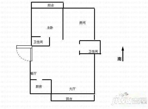 华裕小区2室2厅1卫95㎡户型图