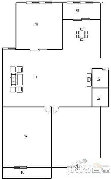 实达文华公寓3室2厅1卫90㎡户型图