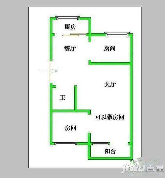 实达文华公寓3室2厅1卫90㎡户型图