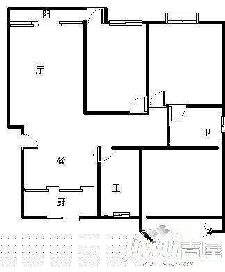 文华小区3室2厅2卫107㎡户型图