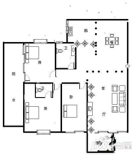 鼓山苑4室2厅2卫139㎡户型图