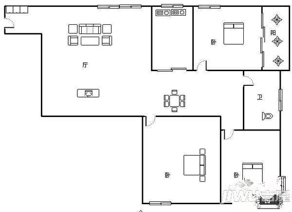 鼓山苑4室2厅2卫139㎡户型图