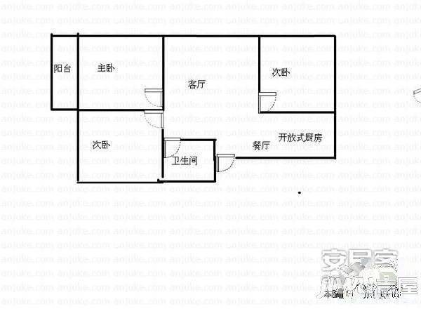 凯兴花园3室2厅1卫106㎡户型图