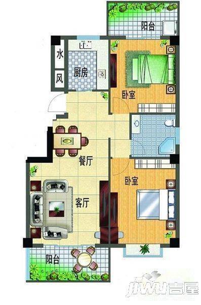 居住主题丹枫白鹭3室2厅2卫123㎡户型图