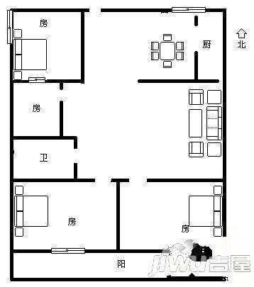 建海新村4室1厅1卫60㎡户型图