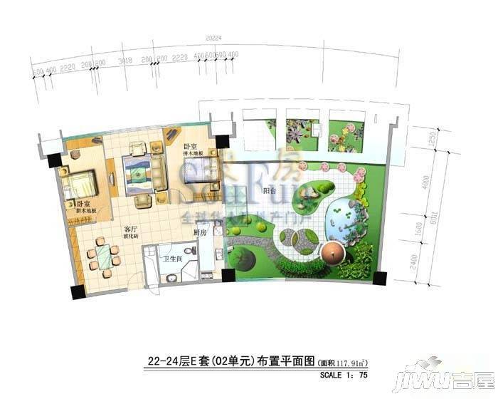 正大广场一期3室2厅2卫129.3㎡户型图