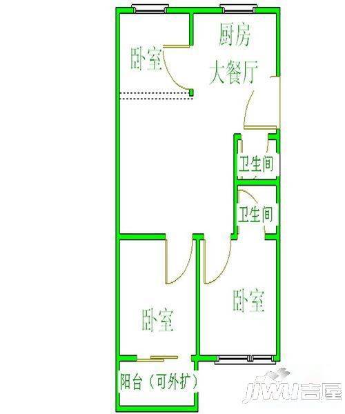 豪城花园3室2厅2卫99㎡户型图