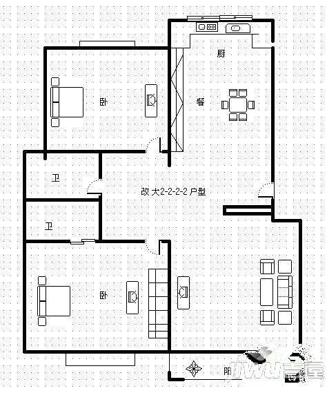 武夷绿洲三期1室1厅1卫户型图