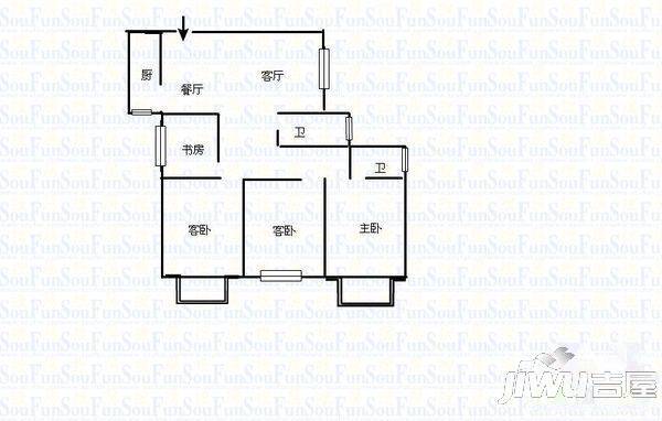 省直屏东2室1厅1卫59㎡户型图