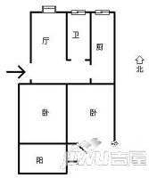 省直屏东2室1厅1卫59㎡户型图