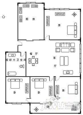 西河坡下新村4室2厅1卫117㎡户型图