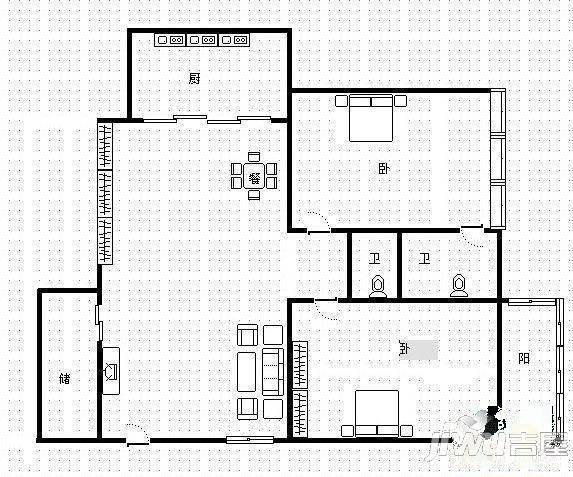 五洲大厦2室2厅1卫82㎡户型图