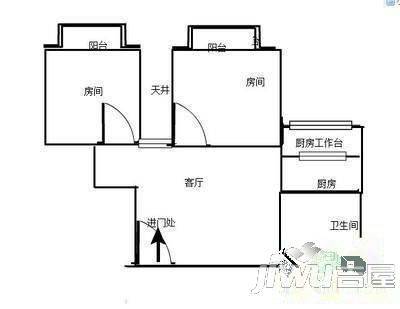 五洲大厦2室2厅1卫82㎡户型图