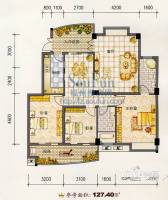 福晟钱隆天下3室2厅2卫127.4㎡户型图