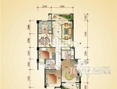 家天下三木城D2区3室2厅2卫133㎡户型图