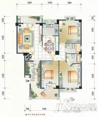 家天下三木城D2区3室2厅2卫133㎡户型图