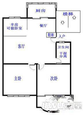 白马河新村2室2厅1卫户型图