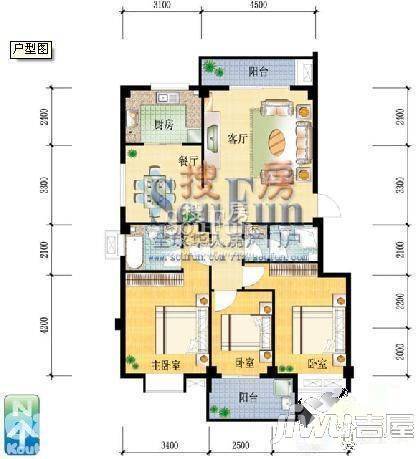 夏沁苑2室2厅1卫79㎡户型图