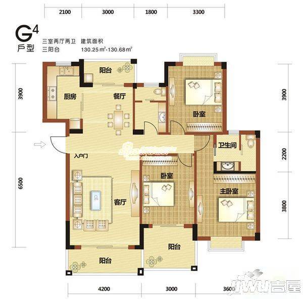 夏沁苑2室2厅1卫79㎡户型图