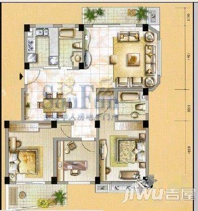 融信三味舒屋3室2厅2卫112㎡户型图