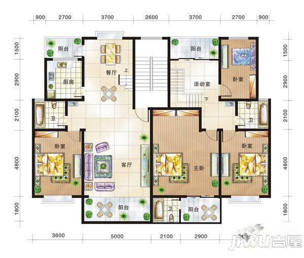 融信三味舒屋3室2厅2卫112㎡户型图