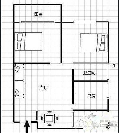 浦上小区1室1厅1卫48㎡户型图